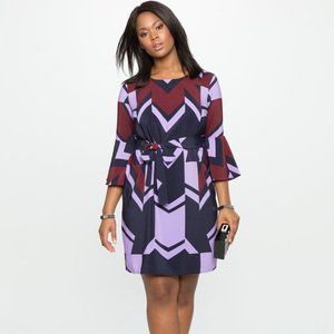 Eloquii Printed Flare Sleeve Dress